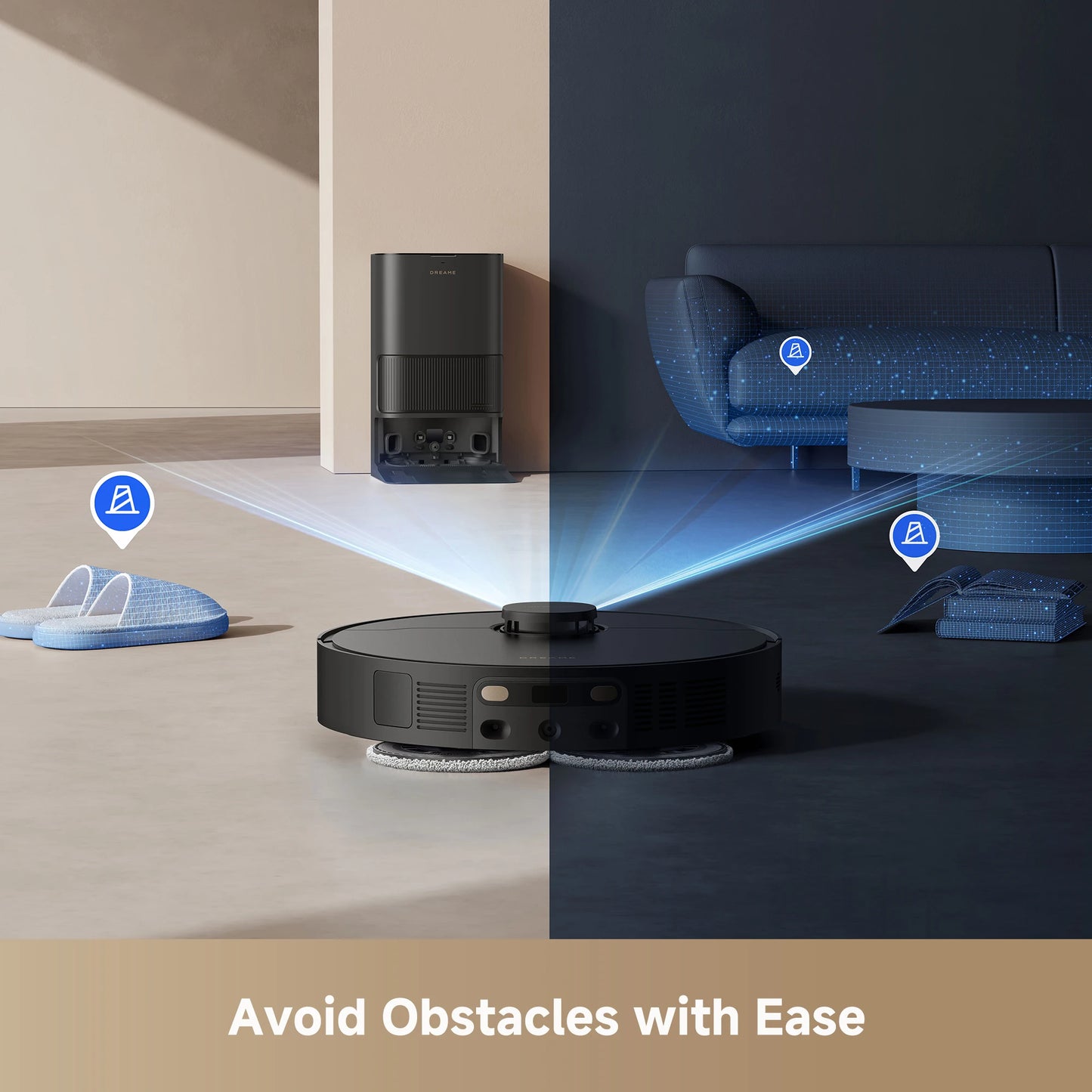 Refurbished GoVac 400 Robot Vacuum and Mop with Auto-Empty, Mop Self-Cleaning, 13KPa Suction, Ultrasonic Carpet Sensing