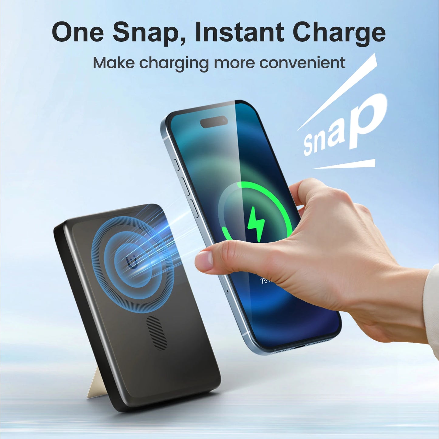 10000mAh Wireless Magnetic Power Bank 2-in-1 Fast Charging PD 22.5W Portable External Battery for For iPhone Samsung iWatch
