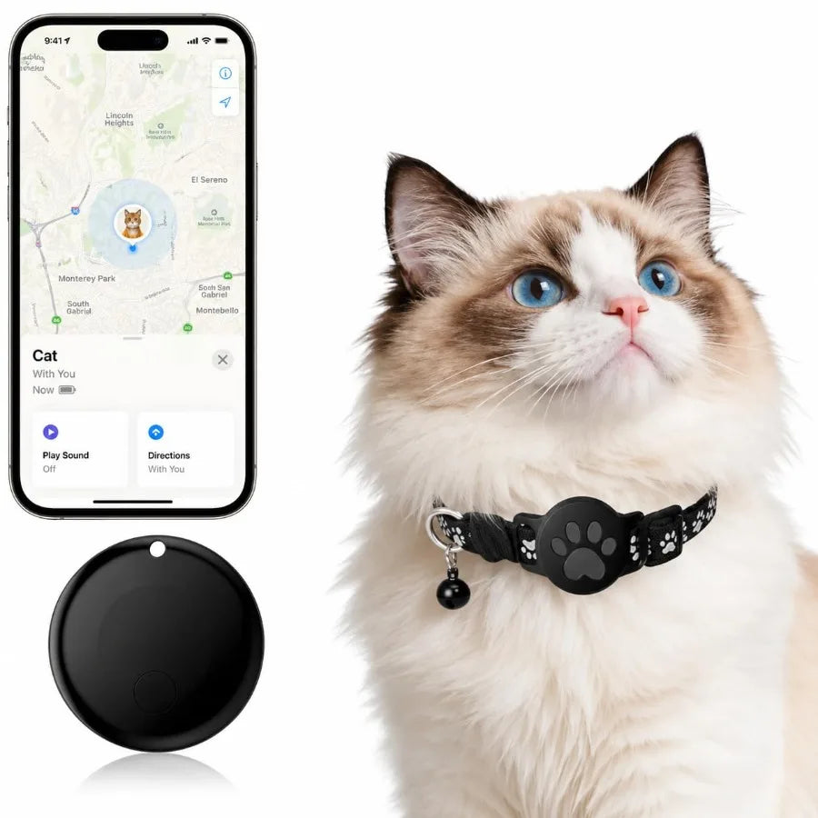 Pet Tracker, GPS Collar for Cats, Smart tag, Waterproof Compatible with Find My, No Monthly Fee, Advanced Tracking Solution Sma