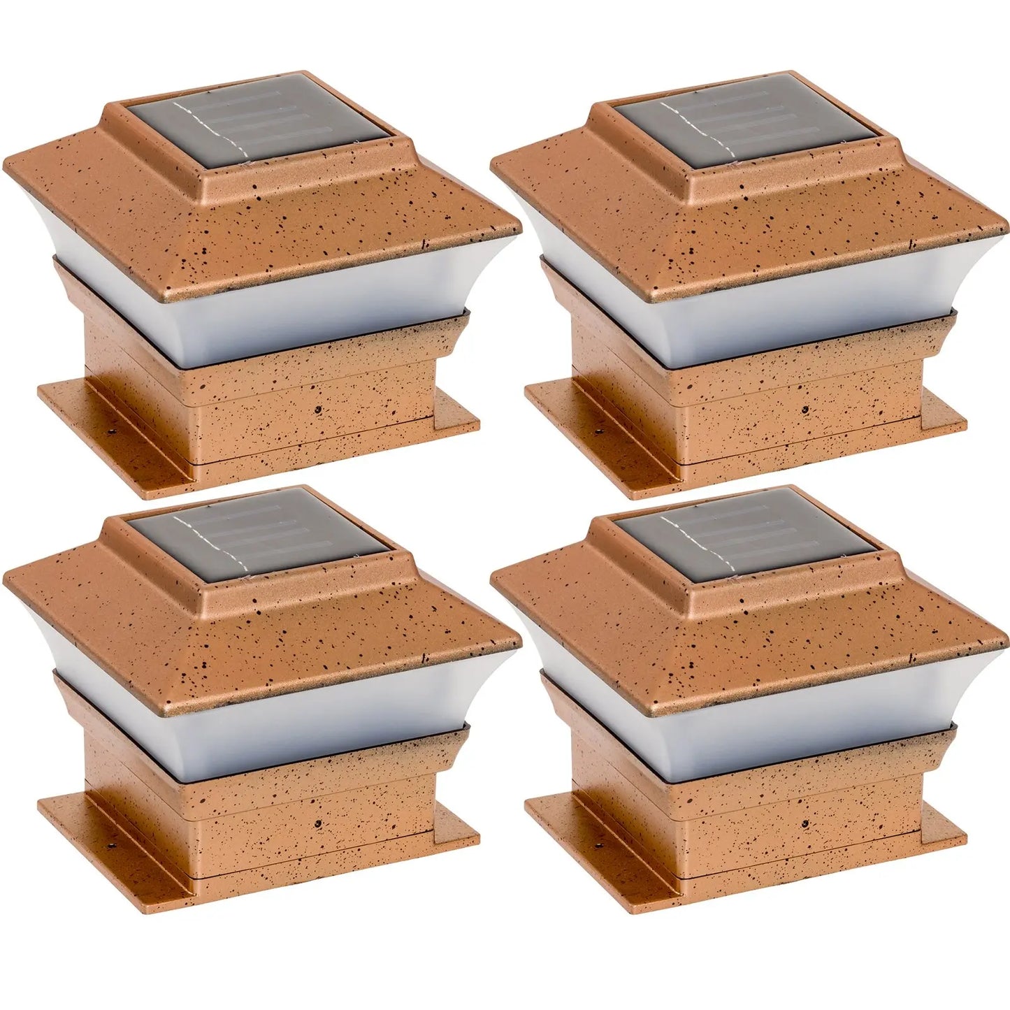 4 Pack Solar Powered Copper Outdoor Garden Deck Patio Fence Pathway Post Light for 4x4 Wood Posts