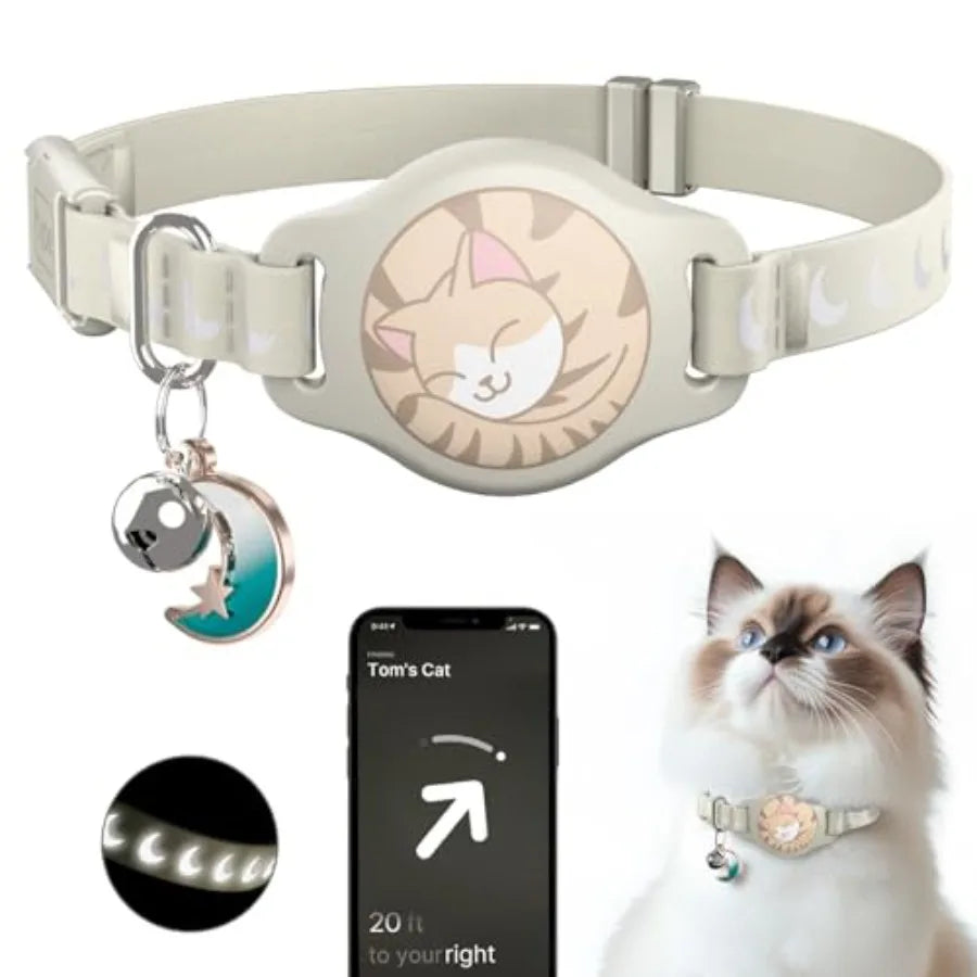 Cat Tracker Collar Waterproof Airtag Cat Collar with Finder Tag iOS ONLY Not for Android Devices,Compatible with Apple Find My,