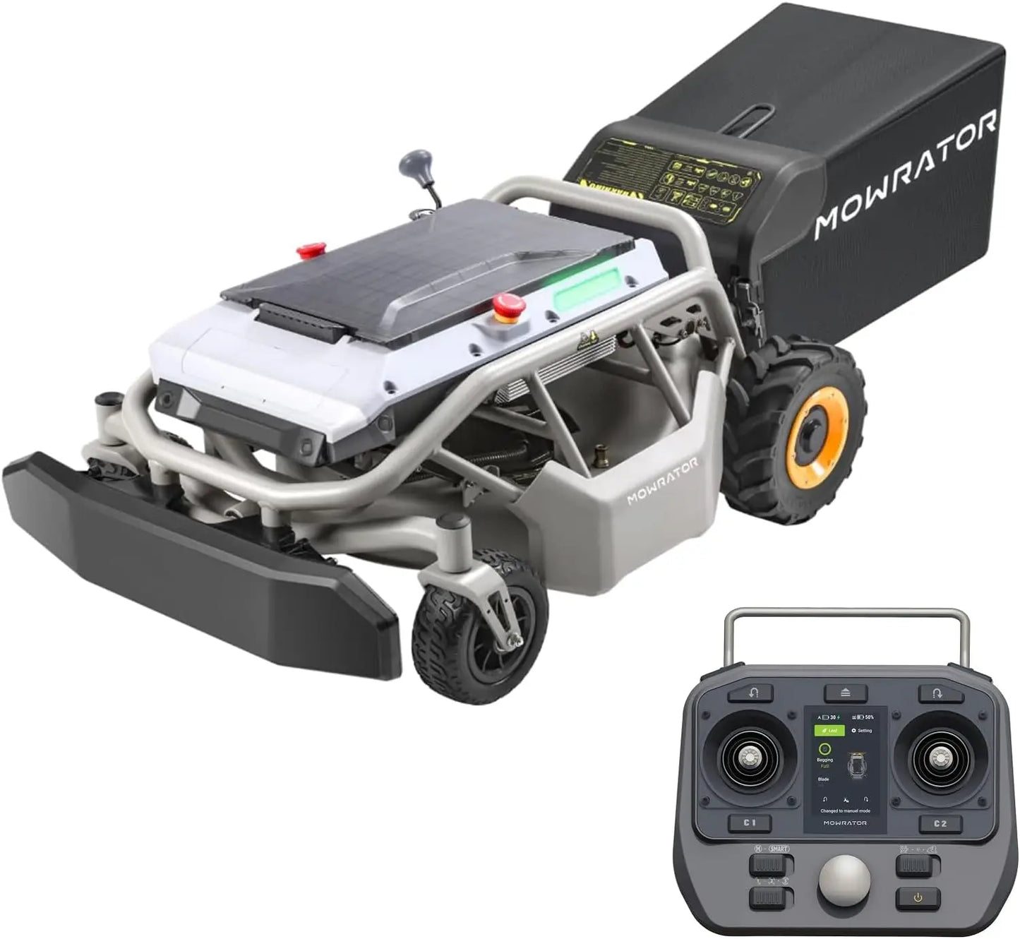 Remote Control Lawn Mower S1 2WD 56V12Ah, Multi-Functions RC Lawn Mower with 1.8-4.6 Inch Cutting Height 21 Inch Real