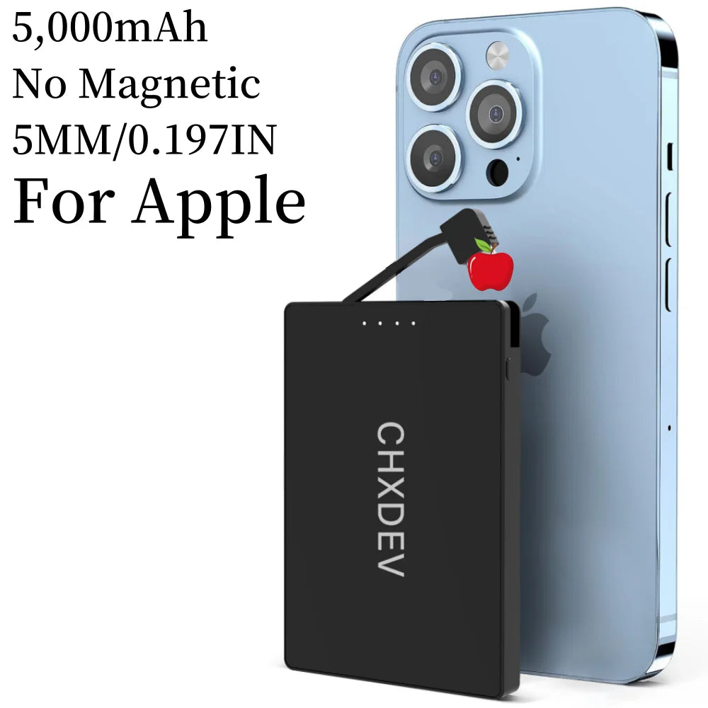 CHXDEV Mini Magnetic Power Bank Ultra-Thin 8000mAh Charger , Mini Power Banks For Card Holder Wallet, For IPhone XIAOMI Samsung