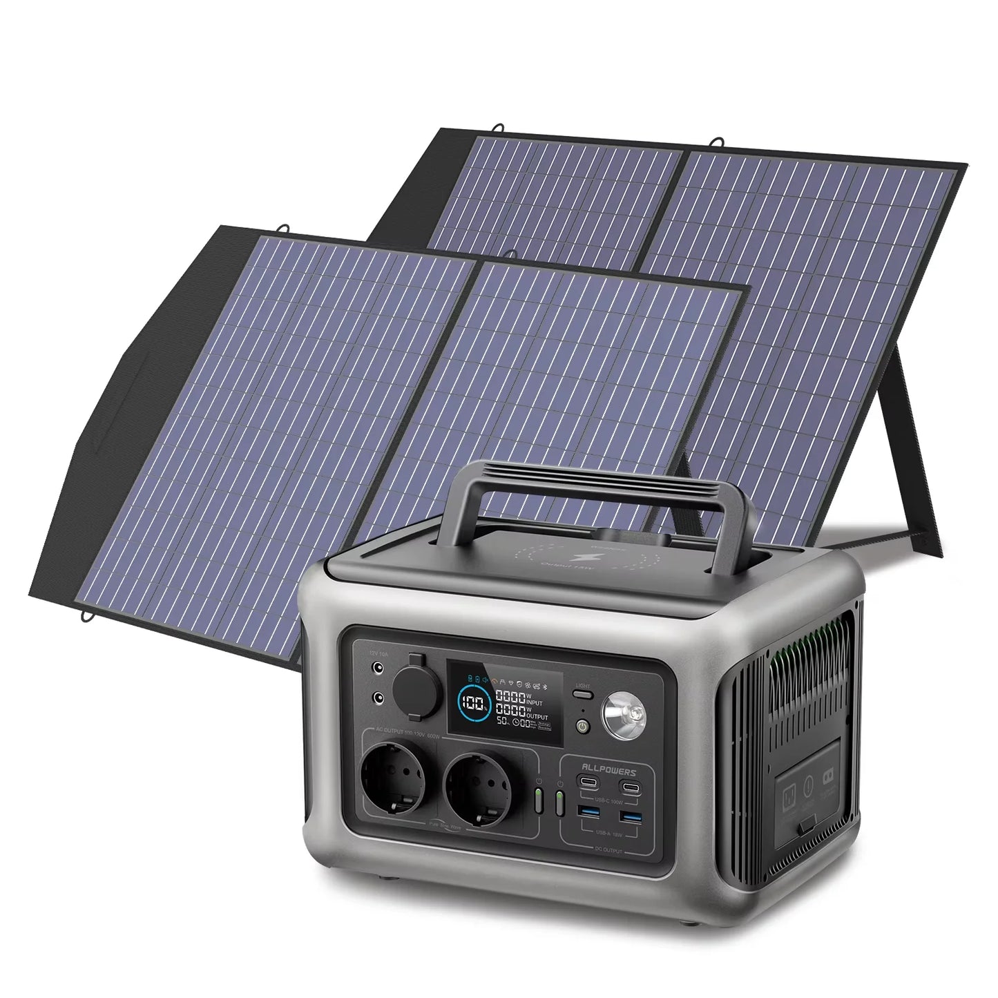 ALLPOWERS R600 299Wh 600W LiFePO4 Portable Power station with 100W / 140W / 200W Solar panel (Optional) for Home use Camping RV