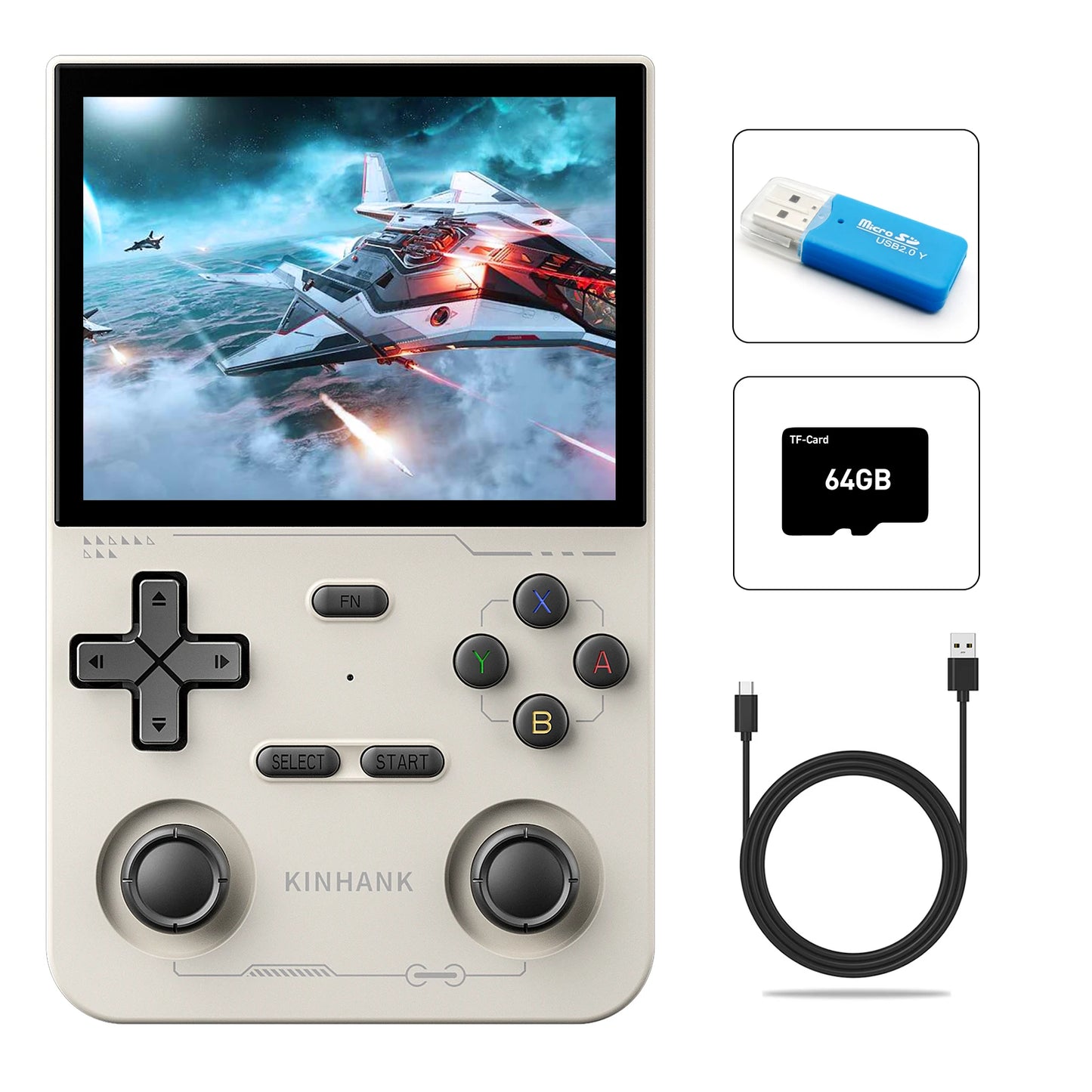 KINHANK Open Source K36 Handheld Game Console 9000 Games Emulator for PS1/PSP/DC/N64/SS 500nit 3.5 Inch IPS Screen