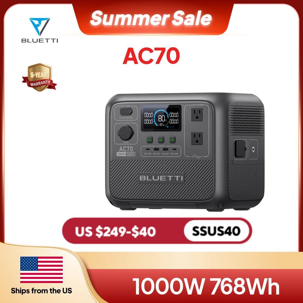 【Brand New】BLUETTI AC180 1152Wh 1800W Portable Power Station LiFePO4 Solar Generator 3500+ Cycles For Camping Hiking Fish