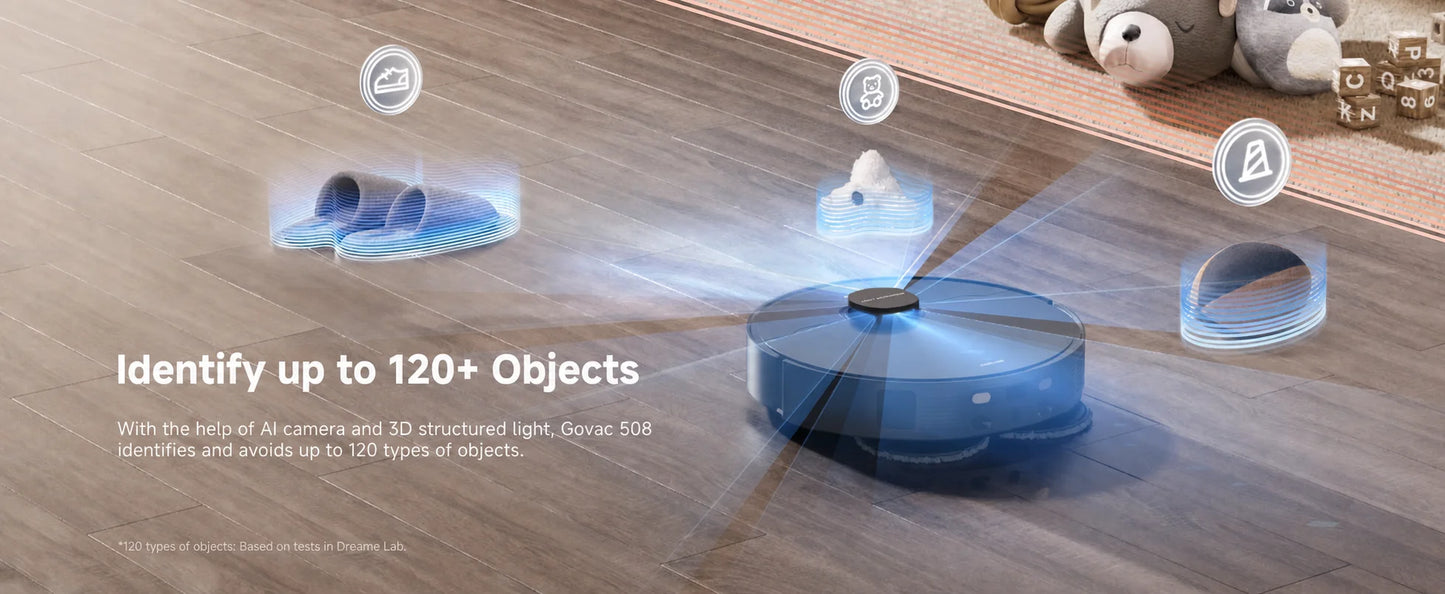 Refurbished DREAME Govac 508 Robotic Vacuum with Removable & Liftable Mop, 12,000Pa Suction, Side Brush Extensive Cleaning, 158°F Mop & Washboard Self Cleaning, Auto-Empty, Auto Refill, liftable Brushes