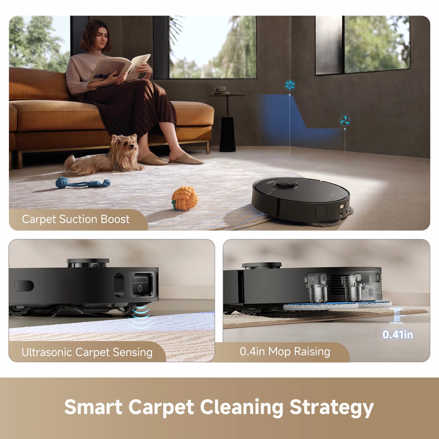 Refurbished GoVac 400 Robot Vacuum and Mop with Auto-Empty, Mop Self-Cleaning, 13KPa Suction, Ultrasonic Carpet Sensing