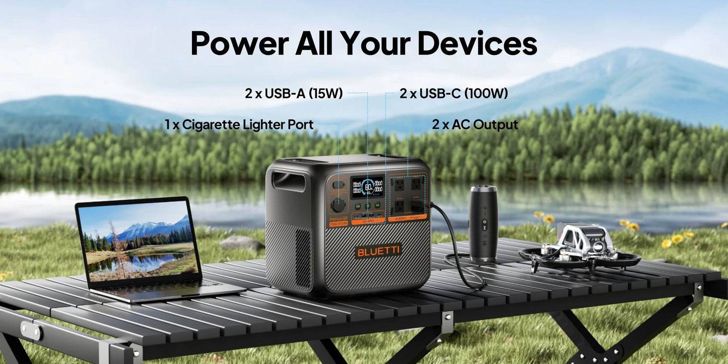 BLUETTI Premium 200 V2 2700W 2073.6Wh Portable Power Station High Capacity Solar Generator Outdoor Emergency Backup Power Supply