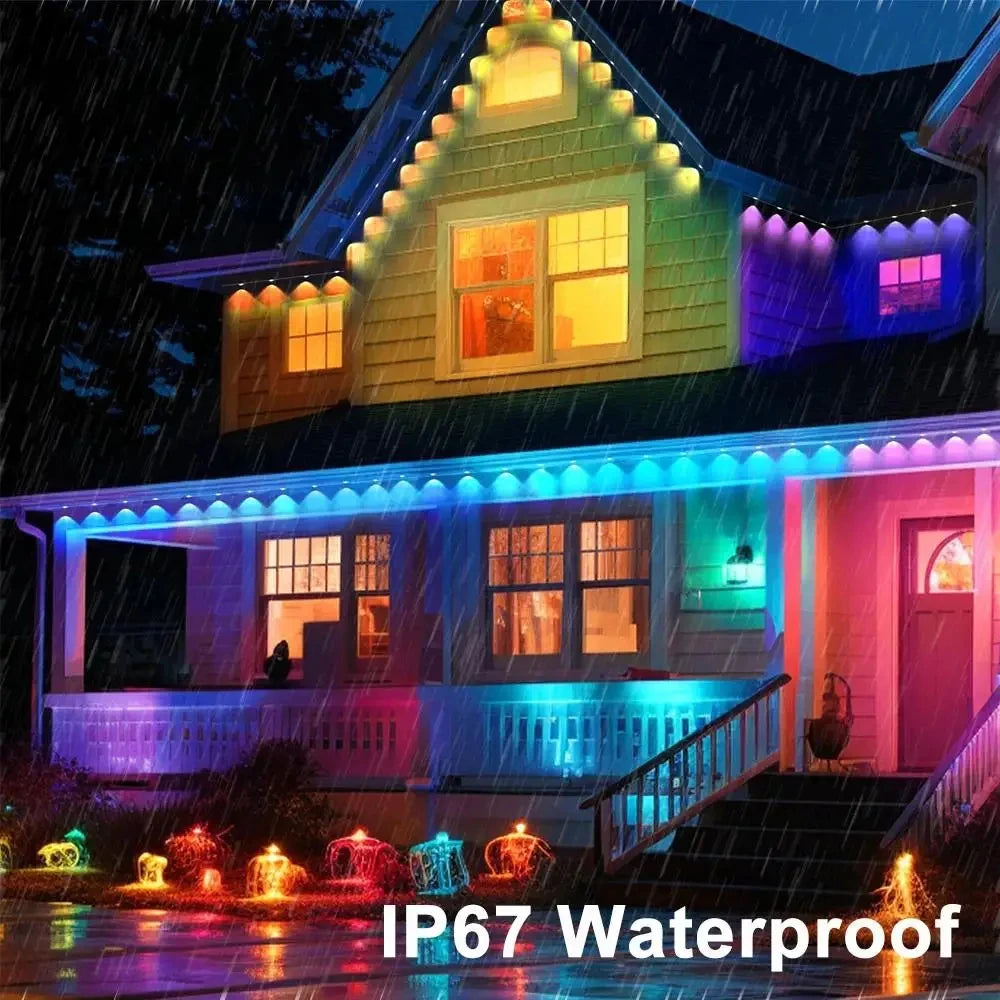 150FT 90 LED APP Control Permanent Outdoor Eaves Lights Smart RGBIC DIY LED String Lights Full House Christmas Lighting Decor