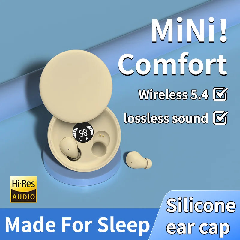 Wireless Bluetooth sleeping Headphones Noise canceling earbuds Hidden Headset Mini Invisible Earphones With Mic Sport Waterproof