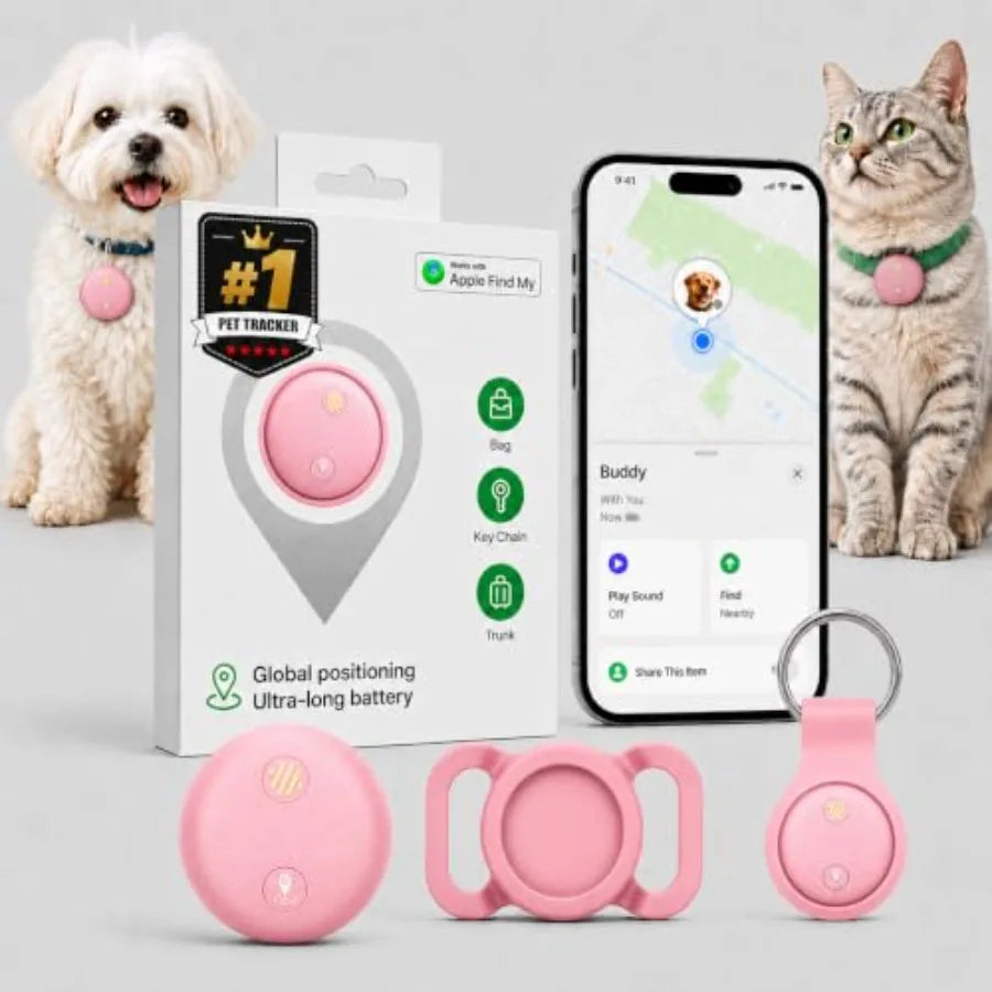 GPS Tracker for Dogs, No Monthly Fee Pet Location Tracker for Dogs and Cats, Real-Time Map, Safe Zone Alerts, Sound Ring, IP68