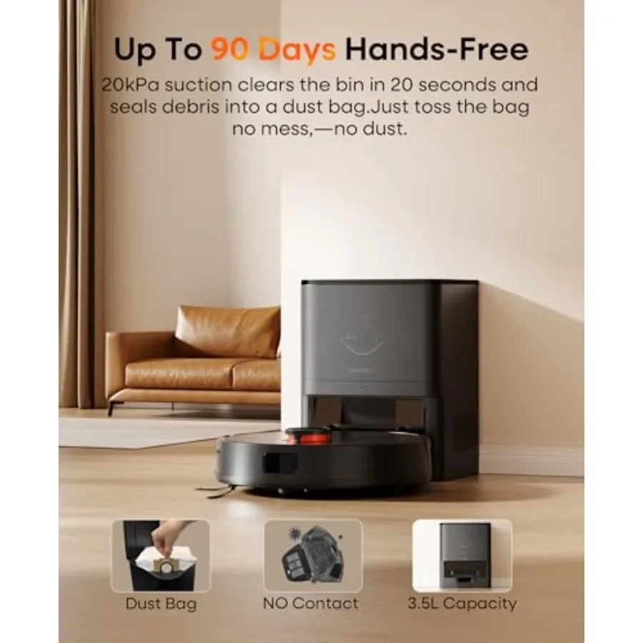 Robot Vacuum and Mop with Self-Emptying Station, 7000Pa Suction for Pet Hair on Carpets, LiDAR Navigation Creates No-Go Zones,