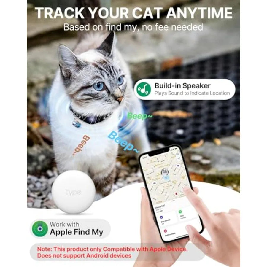 Cat Tracker Collar Waterproof Airtag Cat Collar with Finder Tag iOS ONLY Not for Android Devices,Compatible with Apple Find My,