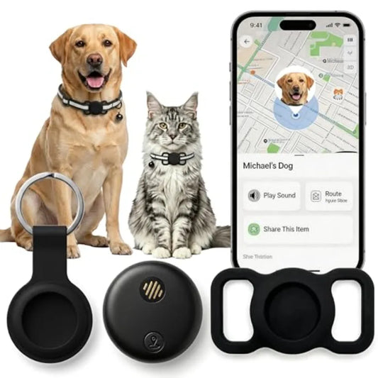 Dog Tracker, GPS Tracker for Dogs with Real-Time Location Tracking, No Monthly Fee or SIM, IP68 Waterproof Mini Pet Finder, 365