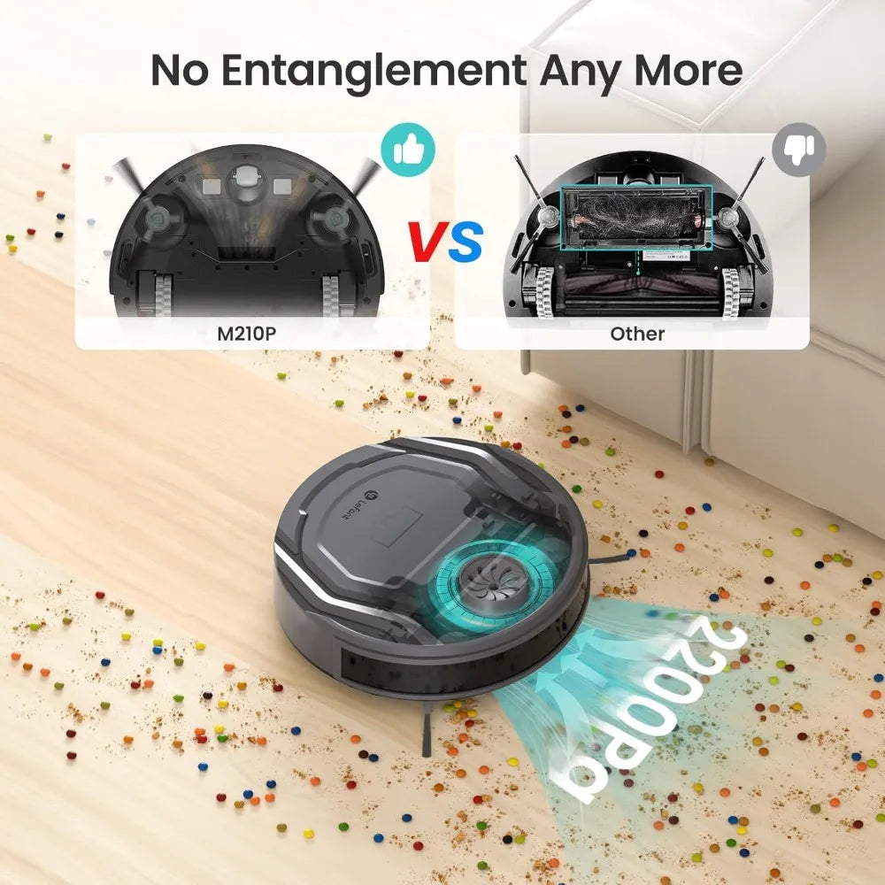 2200Pa Suction Robot Vacuum, 120 Min Runtime, WiFi/App/Alexa, Slim Auto-Charging, Anti-Collision