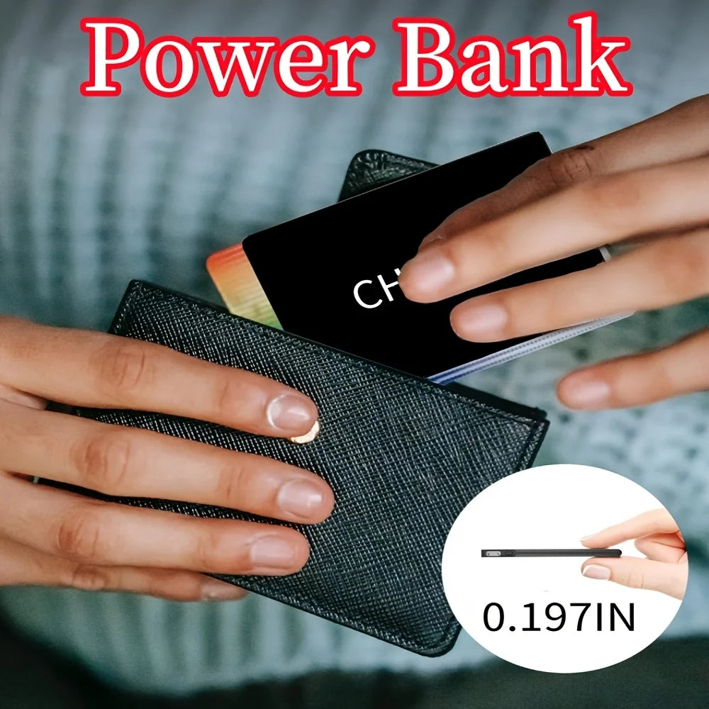 CHXDEV Mini Magnetic Power Bank Ultra-Thin 5000mAh Charger , Mini Power Banks For Card Holder Wallet, For IPhone XIAOMI Samsung