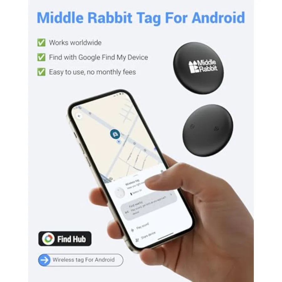 GPS Dog Tracker for Android, Dog Collar Tracker with Silicone Holder, Works with Google Find Hub, No Monthly Fee, Pet Tracker f
