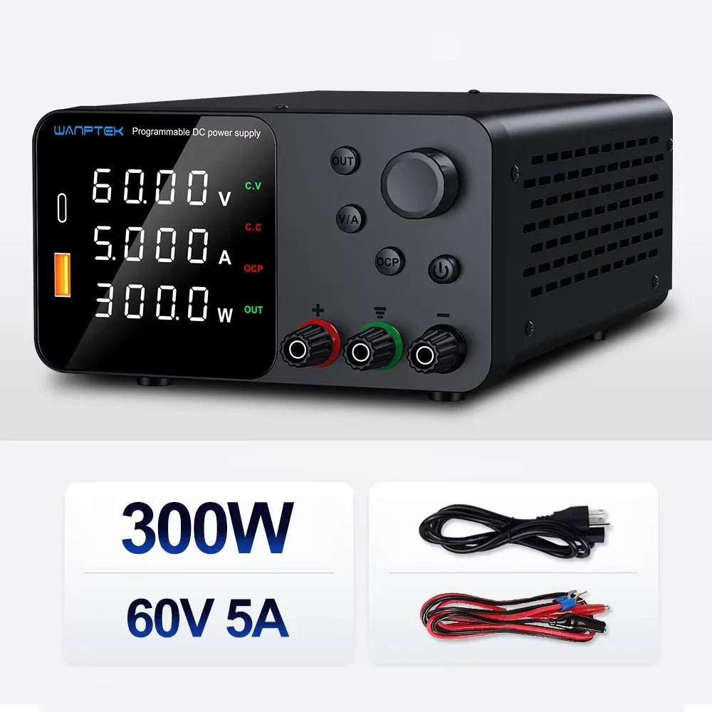 Wanptek Laboratory DC Power Supply 30V 10A 60V 5A 120V 3A with USB Fast Charging Adjustable Voltage Current Bench Power Supply
