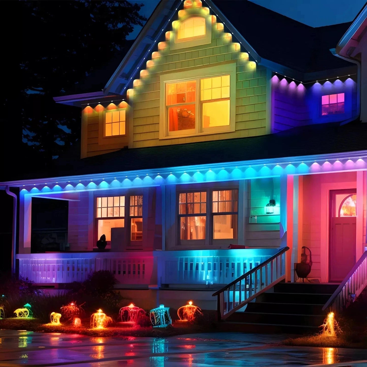 Smart Eaves RGBIC Light String 30M 60LEDs Outdoor Lighting Lights Music Timer IP67 Waterproof String Halloween Christmas Decor