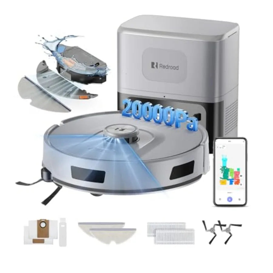 Robot Vacuum for Pet Hair and Carpets, 20000 Pa Suction with Mop Function, Gray R11, Lidar Navigation, 90-Day Self-Emptying, 5G
