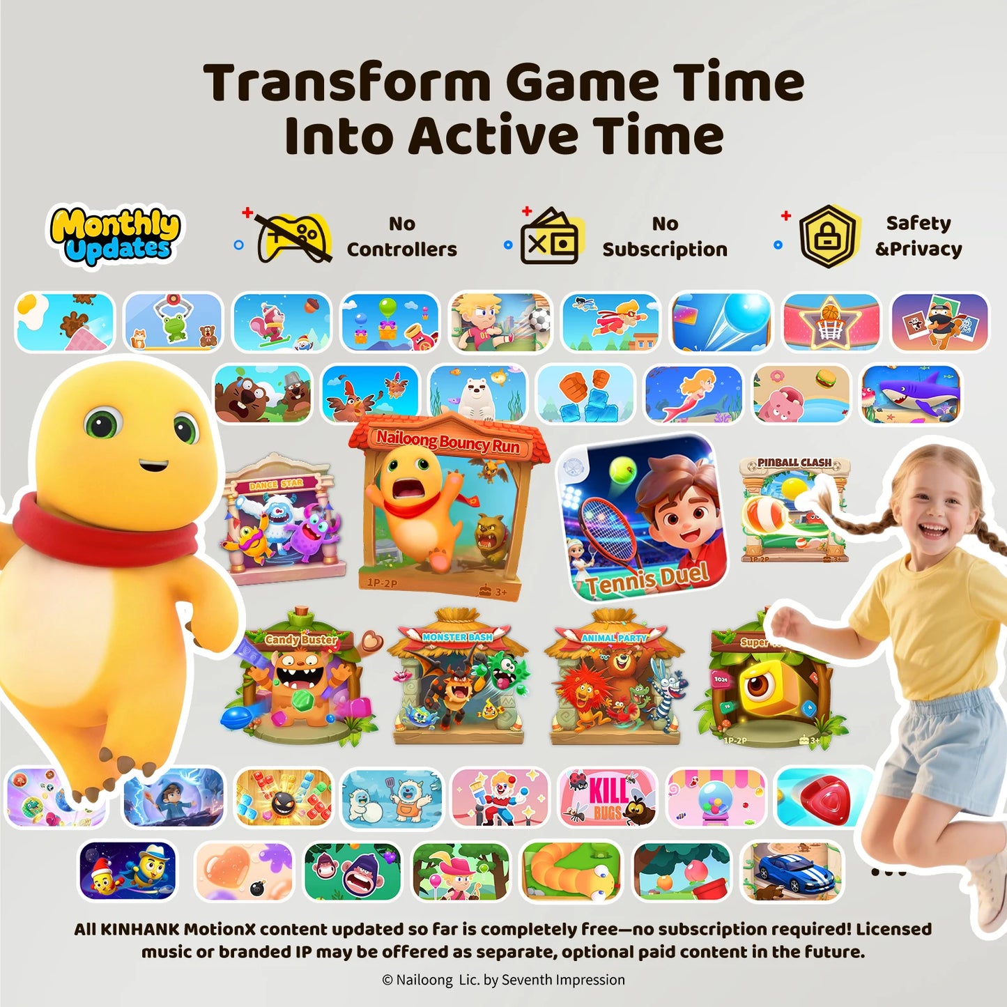 KINHANK MotionX Video Game Console Active Play System Monthly Updates No Controller Gift for Kids & Families