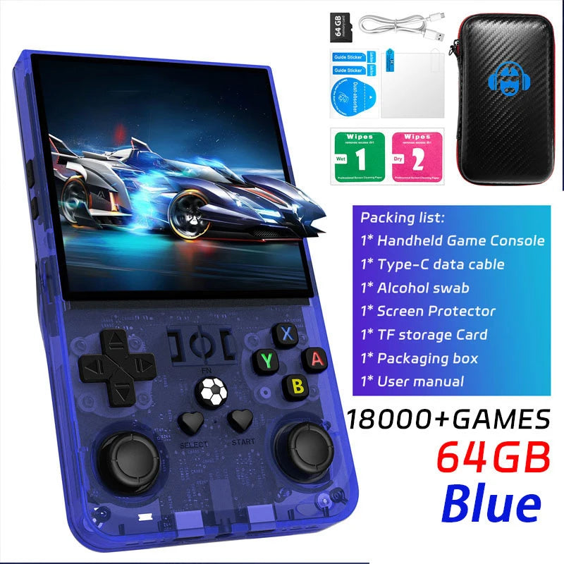 Ship From US R36MAX Handheld Game Console 4‘’HD Screen 64/128G Retro Game Console Portable Pocket Game Player