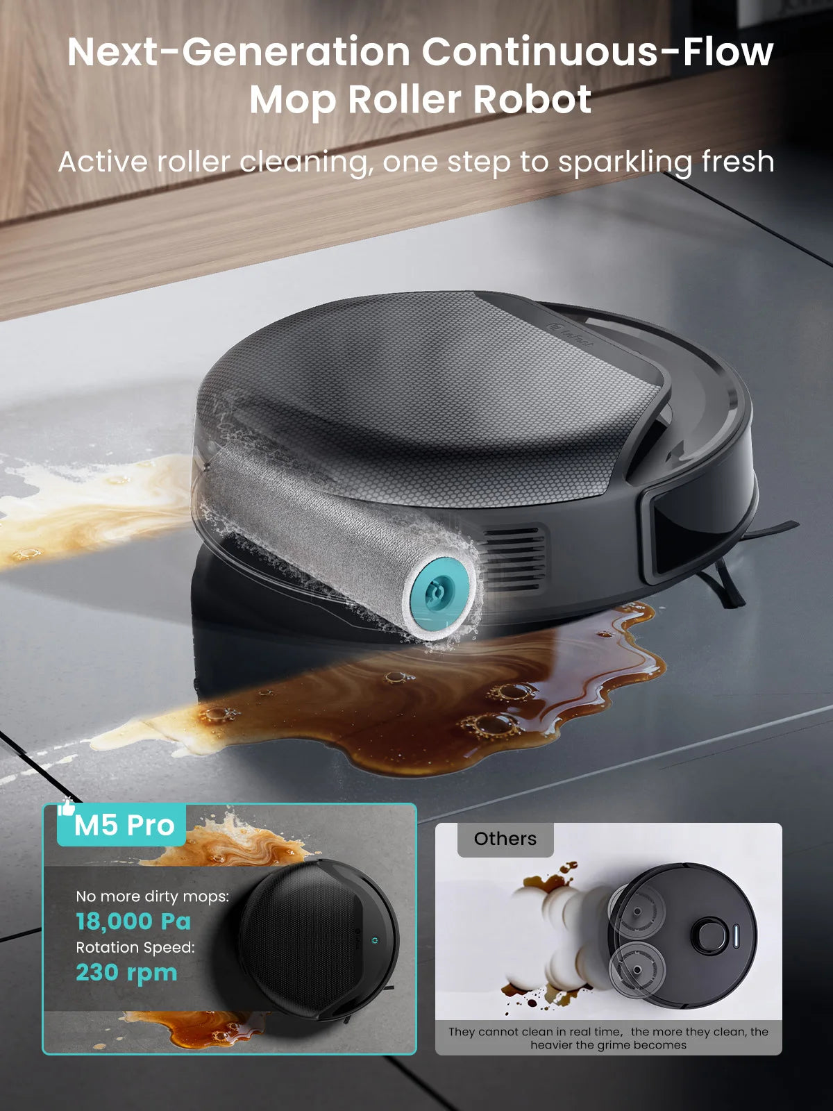 Lefant M5 Pro LiDAR Robot Vacuum and Mop, 18,000 Pa suction power, automatic dustbin emptying every 120 days, automatic mop wash