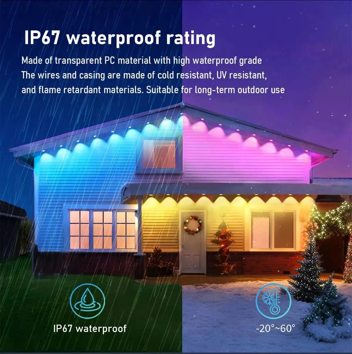 Smart Eaves RGBIC Light String 30M 60LEDs Outdoor Lighting Lights Music Timer IP67 Waterproof String Halloween Christmas Decor