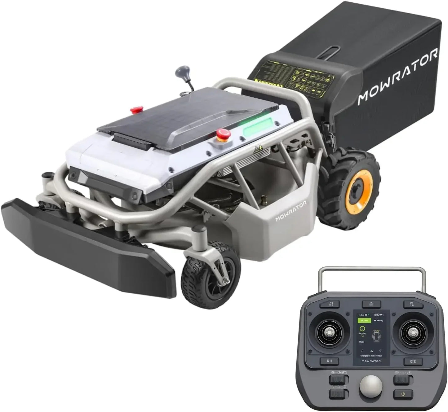 Remote Control Lawn Mower S1 2WD 56V12Ah, Multi-Functions RC Lawn Mower with 1.8-4.6 Inch Cutting Height 21 Inch Real