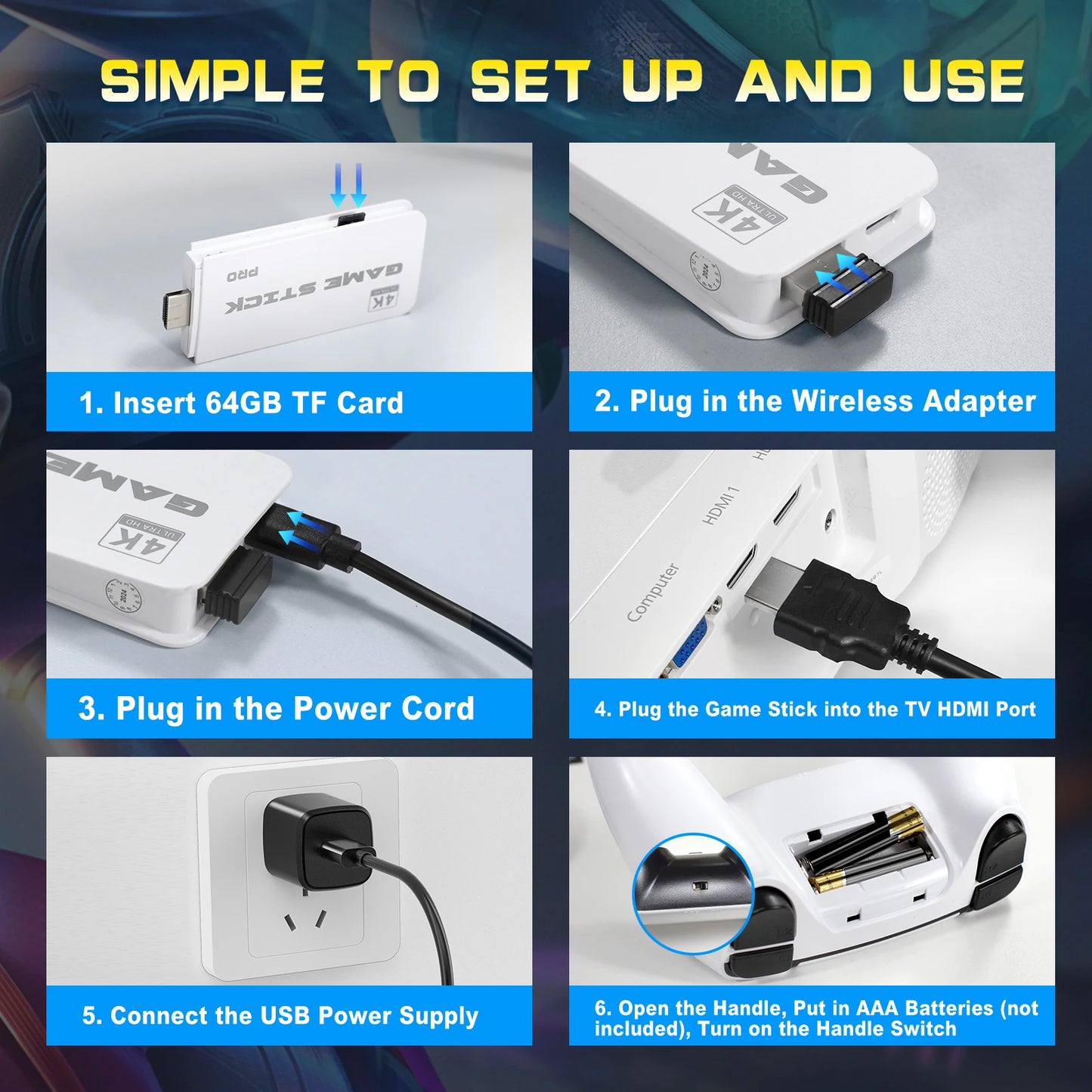 M15 4K TV Retro Handheld Game Console Stick 2.4G Dual Wireless Controller 20000+ Classical Games 23 Classic Emulaters