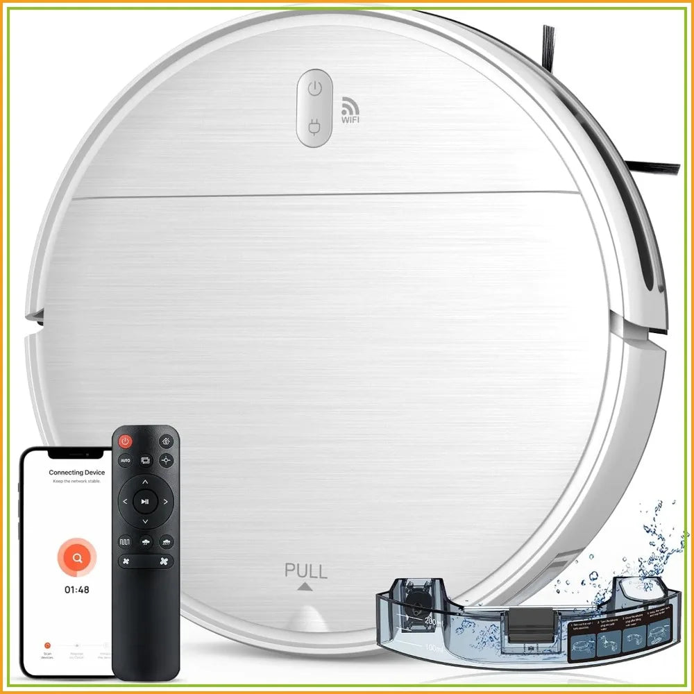 2-in-1 Robot Vacuum and Mop Combo, App/Alexa/Voice Control, Slim Self-Charging, Strong Suction & Long Runtime for Hard Floor Pet Hair Carpet