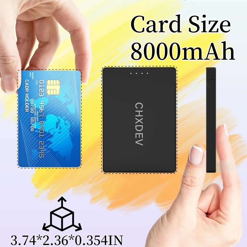 CHXDEV Mini Magnetic Power Bank Ultra-Thin 8000mAh Charger , Mini Power Banks For Card Holder Wallet, For IPhone XIAOMI Samsung