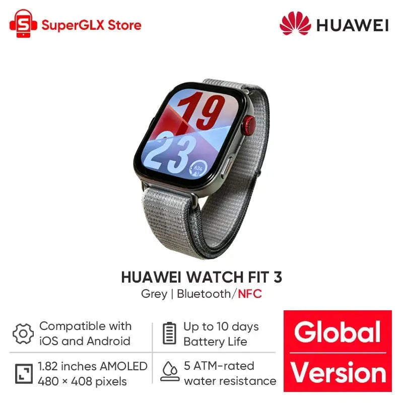 【US Express】HUAWEI Watch Fit 3 Smartwatch 1.82'' AMOLED Display Ultra Slim Design Upgraded Health Management 10Days Battery Life