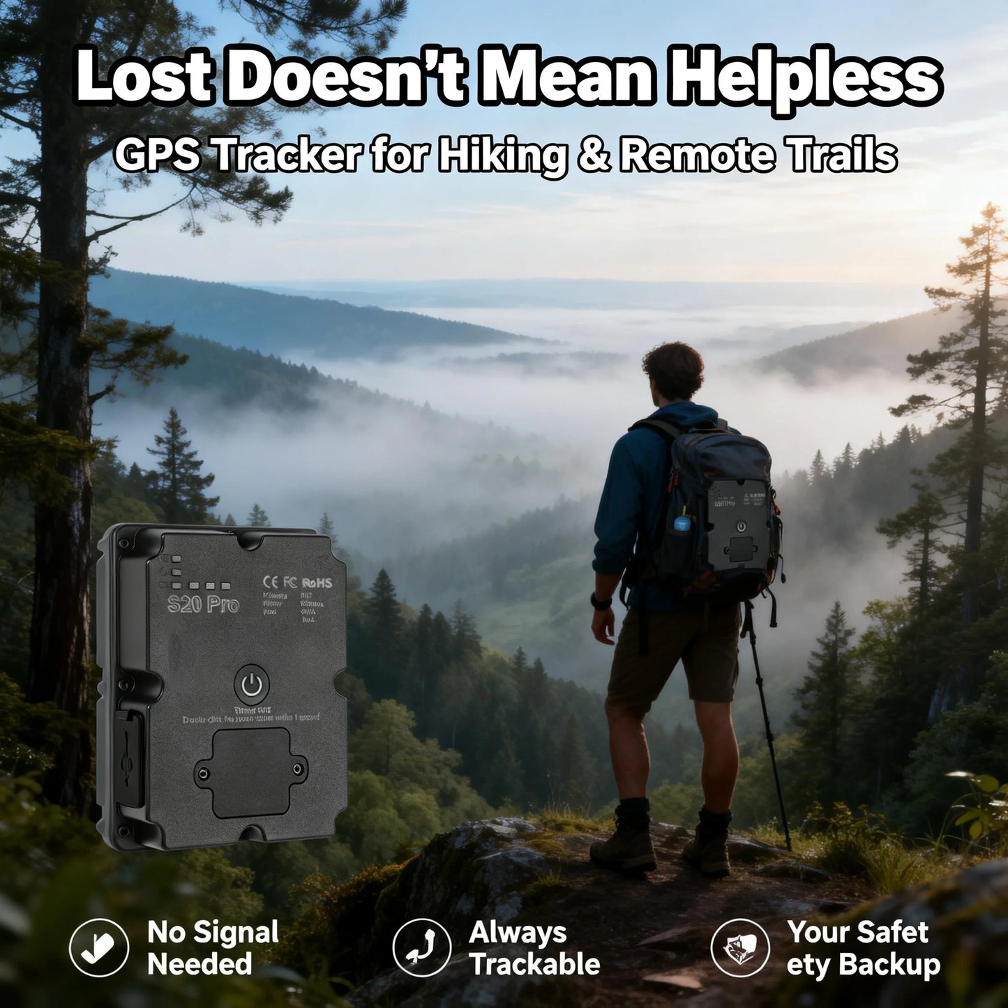 GPS Tracker for Hiking Backpacking Outdoor Adventures Real Time Tracking SOS Emergency 4G Global Portable Waterproof Device Subs