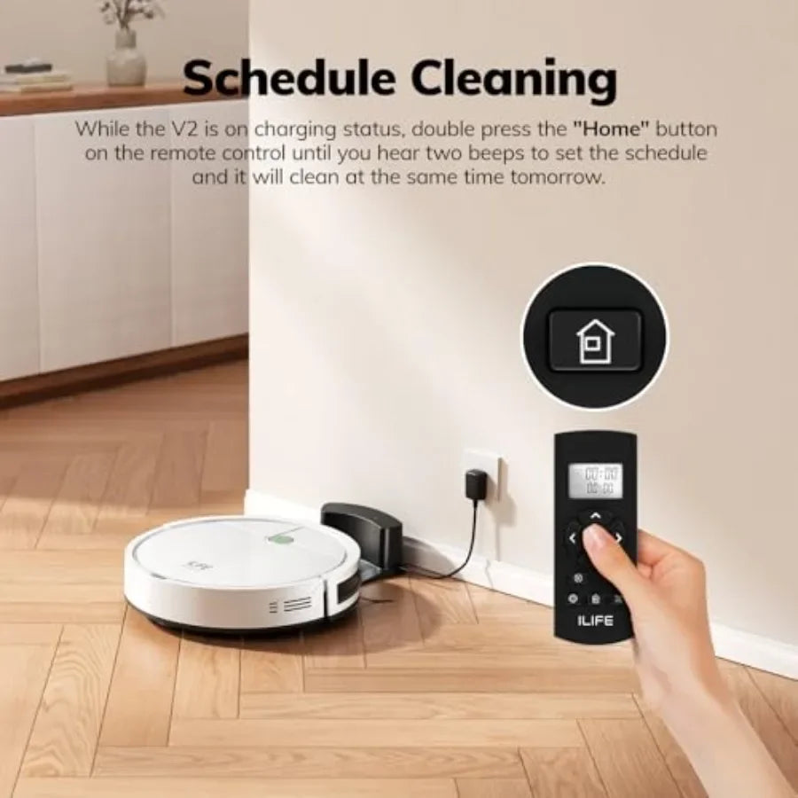 V2 Robot Vacuum Cleaner for pet hair and hard floors, tangle-free suction, 120 mins runtime, slim self-charging design, black p