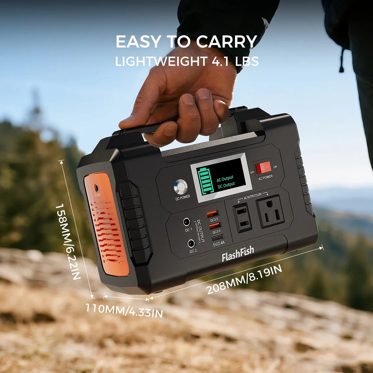 200W Portable Power Station 151Wh - Pure Sine Wave for Camping/Emergency/Home, AC/DC/USB QC3.0 Charging