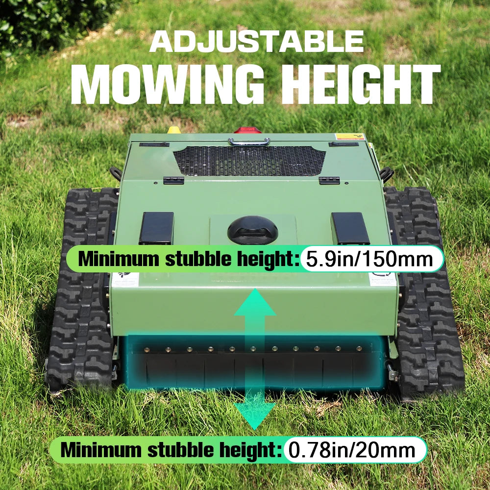 Remote Control Lawn Mower 600mm Cutting Width 55° Climbing Tracked Grass Cutter 24V Electric Remote Lawn Mower For Garden Hillside Weeding