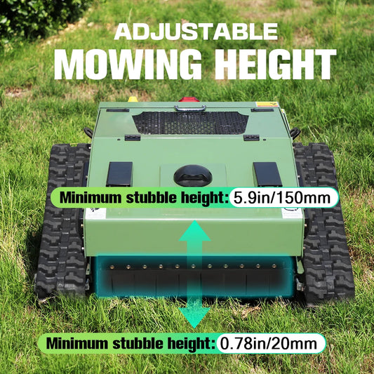 Remote Control Lawn Mower 600mm Cutting Width 55° Climbing Tracked Grass Cutter 24V Electric Remote Lawn Mower For Garden Hillside Weeding