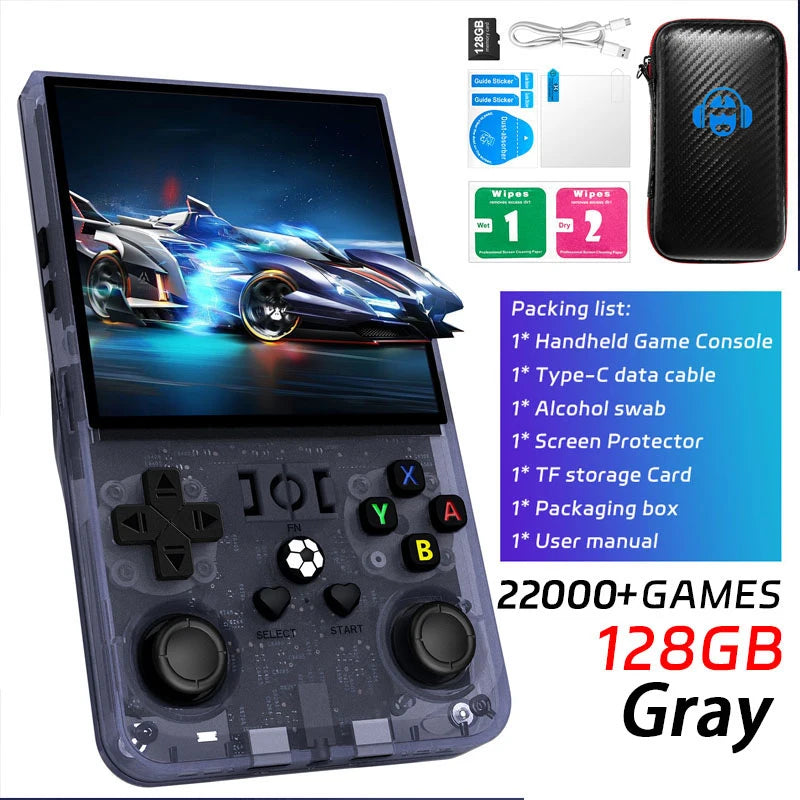 Ship From US R36MAX Handheld Game Console 4‘’HD Screen 64/128G Retro Game Console Portable Pocket Game Player