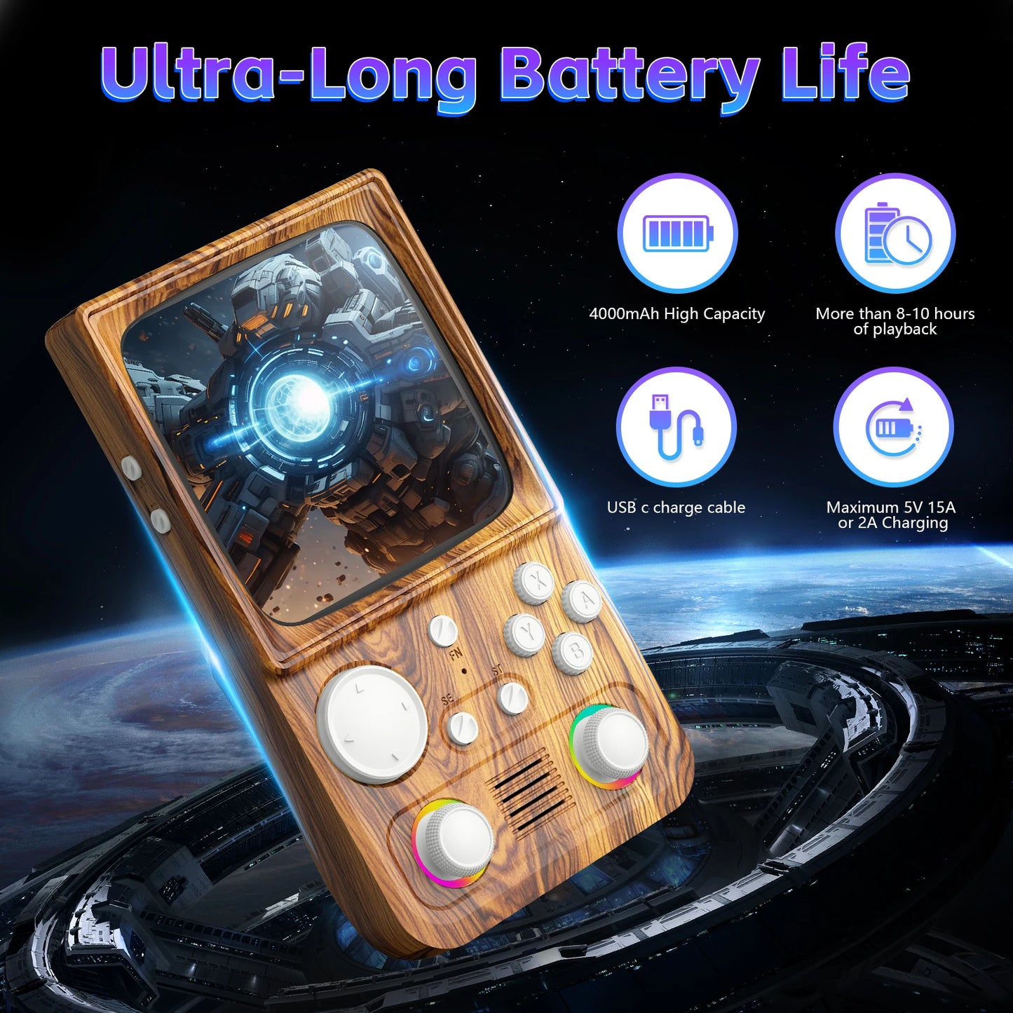 R36T MAX Handheld Game Console Support Wi-Fi 22000+Game 4.0" IPS Screen Portable Pocket Video Player Ship From US