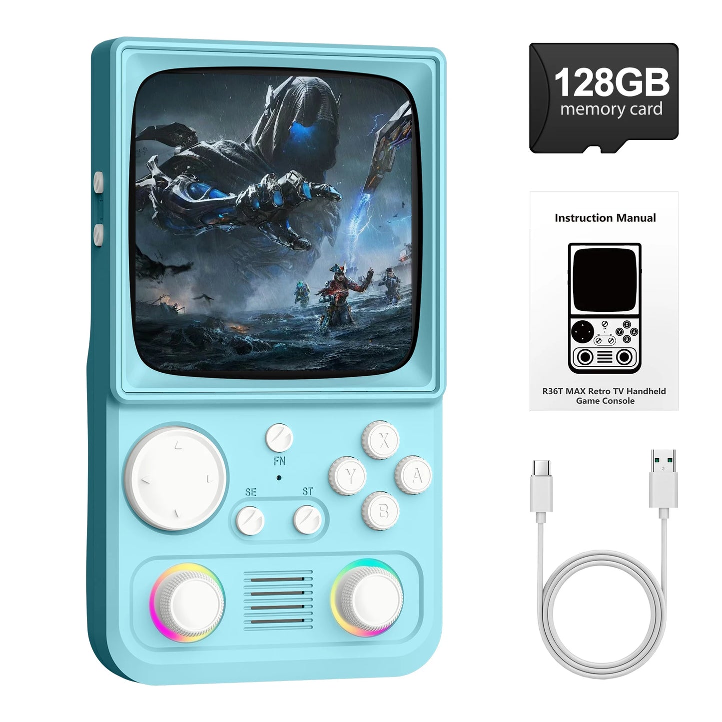 R36T MAX Handheld Game Console Support Wi-Fi 22000+Game 4.0" IPS Screen Portable Pocket Video Player Ship From US