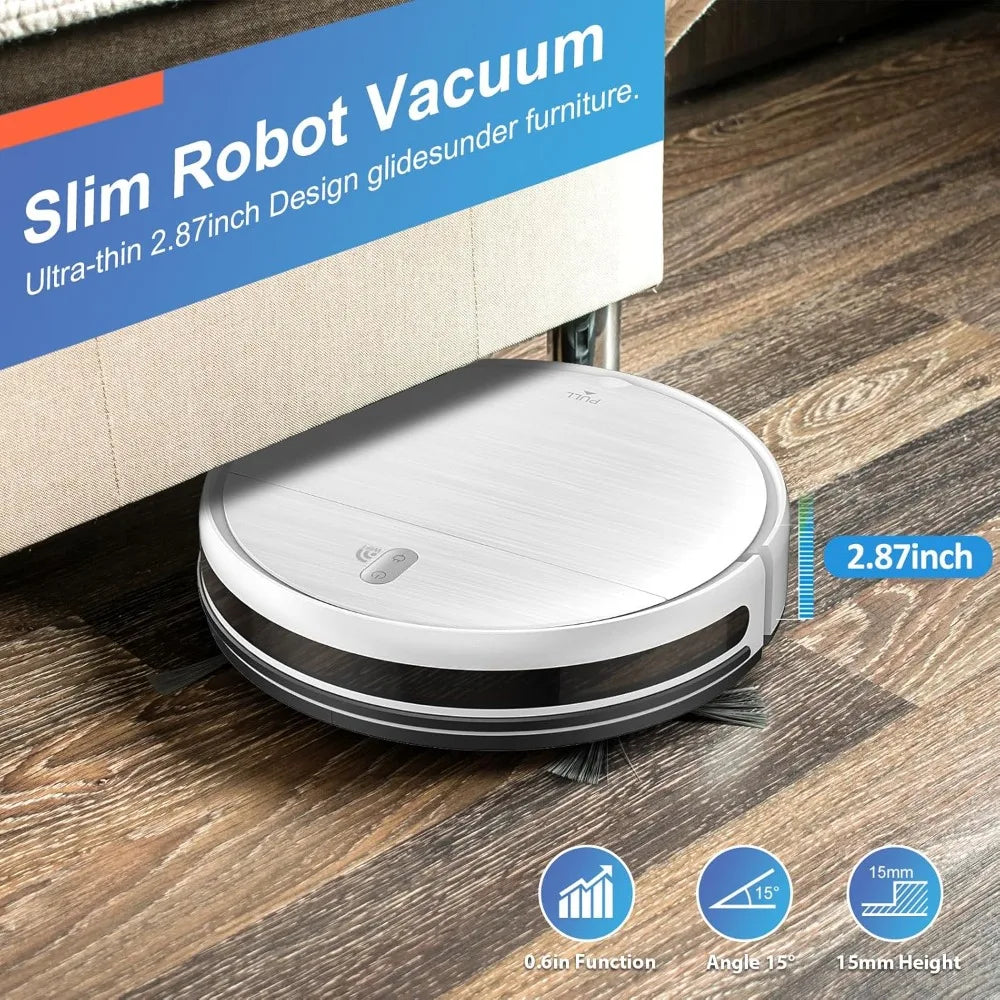 2-in-1 Robot Vacuum and Mop Combo, App/Alexa/Voice Control, Slim Self-Charging, Strong Suction & Long Runtime for Hard Floor Pet Hair Carpet