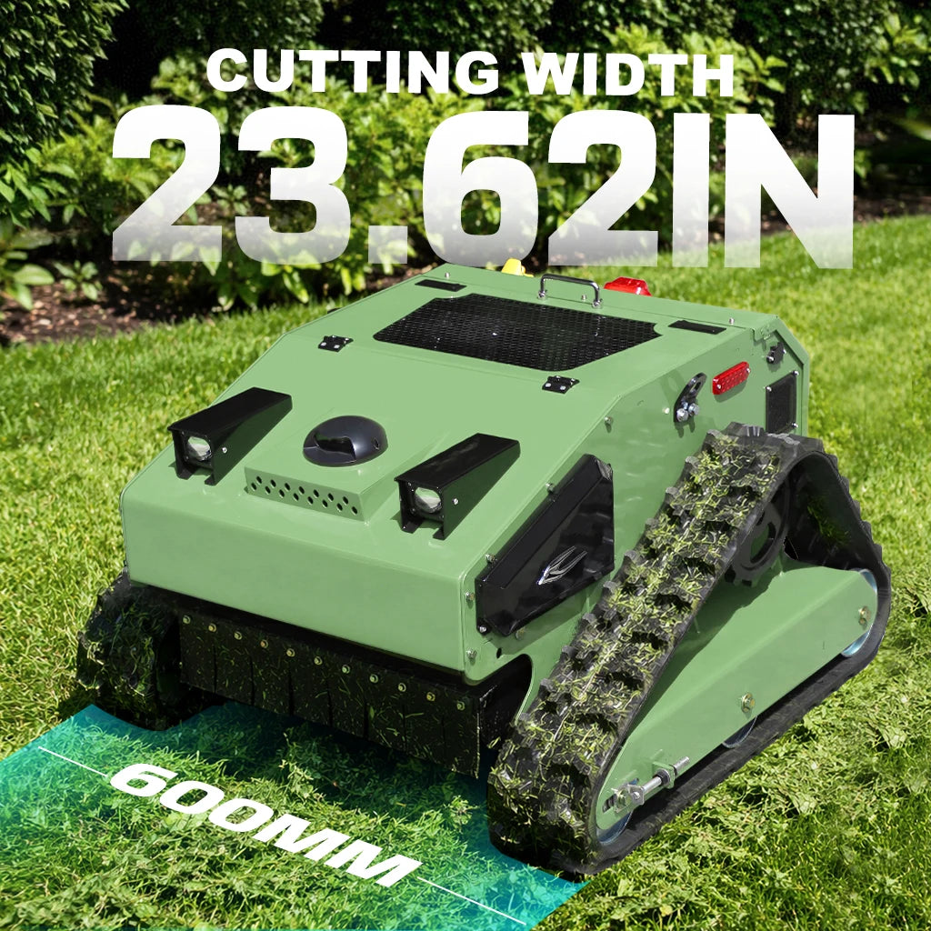 Remote Control Lawn Mower 600mm Cutting Width 55° Climbing Tracked Grass Cutter 24V Electric Remote Lawn Mower For Garden Hillside Weeding