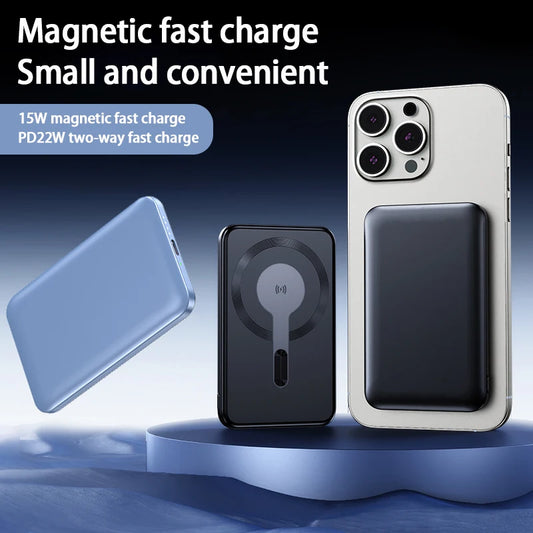 Thin Wireless Power Bank Magnetic PD20W 5000mAh Portable Fast Charging External Battery for Magsafe For iPhone 16 15 14 13