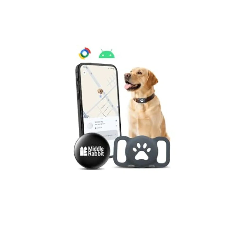 GPS Dog Tracker for Android, Dog Collar Tracker with Silicone Holder, Works with Google Find Hub, No Monthly Fee, Pet Tracker f