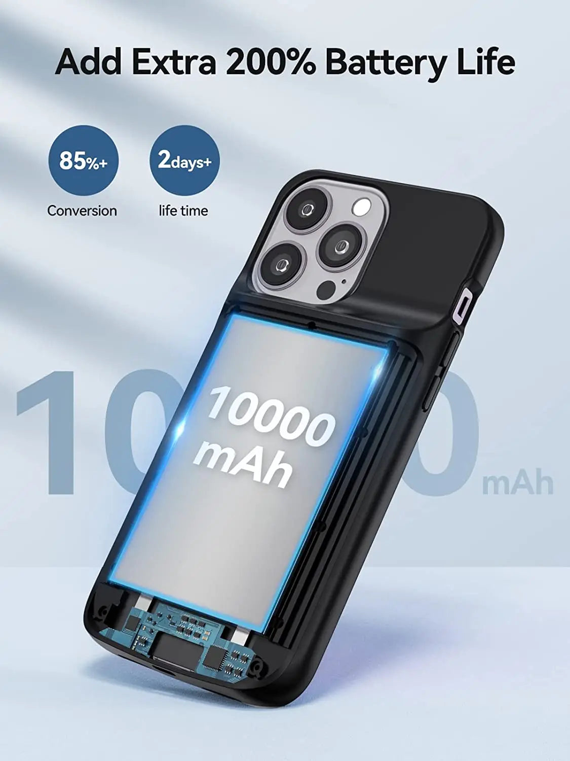 10000mAh Battery Charger Case for iPhone 13/14/15 Pro Max Wireless Charging Power Bank Case Battery Pack for 12 Pro Max Power