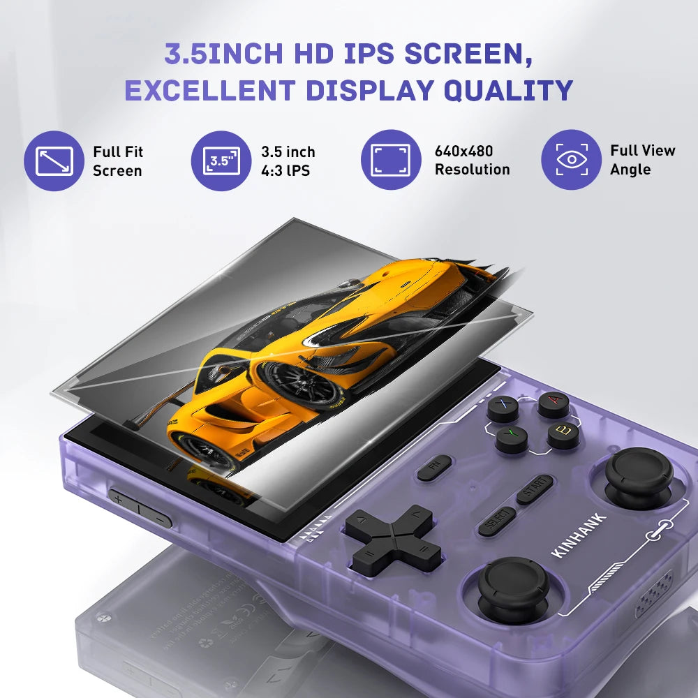 KINHANK Open Source K36 Handheld Game Console 9000 Games Emulator for PS1/PSP/DC/N64/SS 500nit 3.5 Inch IPS Screen