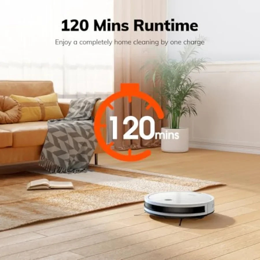 V2 Robot Vacuum Cleaner for pet hair and hard floors, tangle-free suction, 120 mins runtime, slim self-charging design, black p