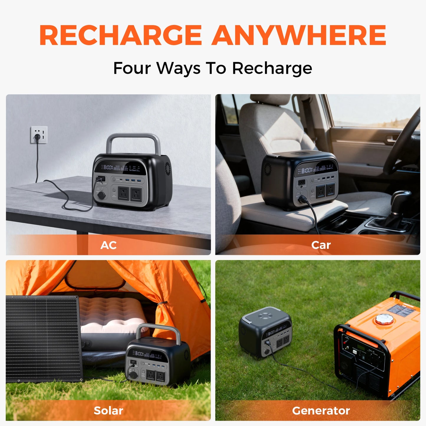 CTOLITY AP1000 1800W 1024WH Portable UPS Power Station LiFePO4 Battery AP400 500W 345WH Solar Generator Outdoor Power Supply